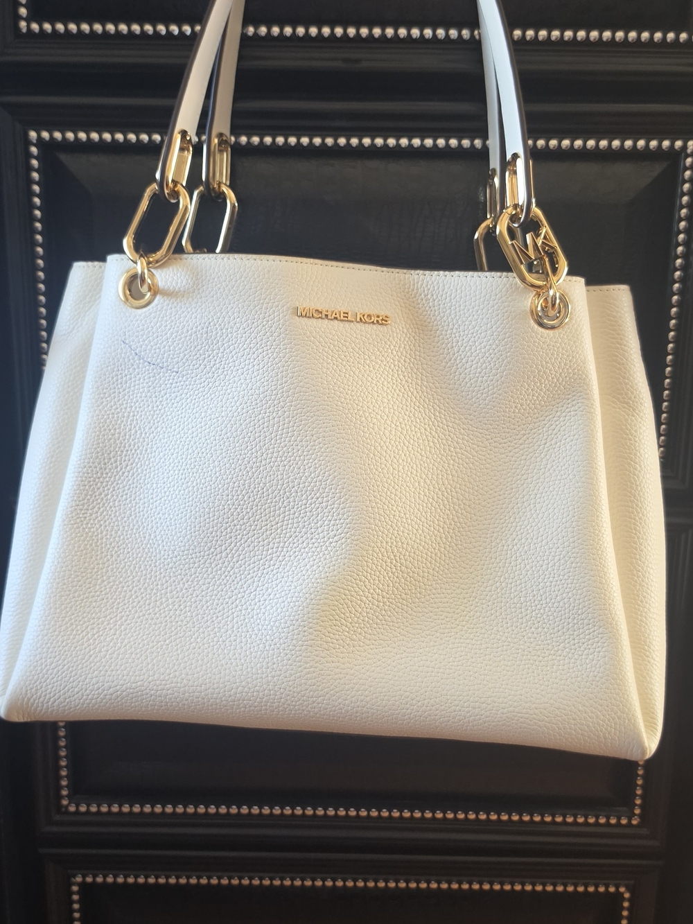 Michael Kors White Pebbled Leather Tote Bag